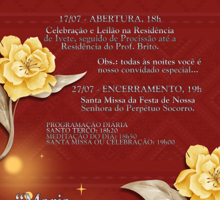 Participe do novenário de Nossa Senhora do Perpétuo Socorro.